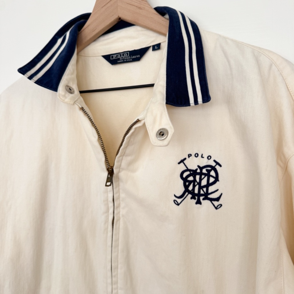 Vintage 80s Ralph Lauren Polo Jacket, Bayport Monogram Poplin Coat Nautical